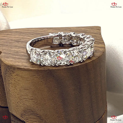 4mm Round Lab Created Diamond Wedding Band - Half Eternity EF/VS Handmade Art Deco Style