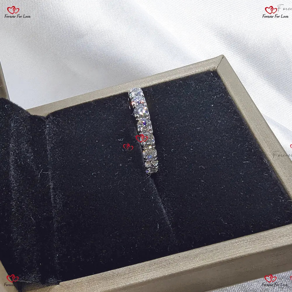 4mm Round Lab Created Diamond Wedding Band - Half Eternity EF/VS Handmade Art Deco Style
