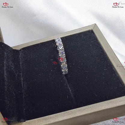 4mm Round Lab Created Diamond Wedding Band - Half Eternity EF/VS Handmade Art Deco Style