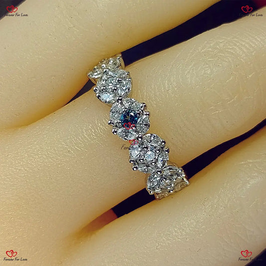 Vintage lab Diamond Marquise and Round Cut Wedding Band - Rose Gold Engagement Band for Women