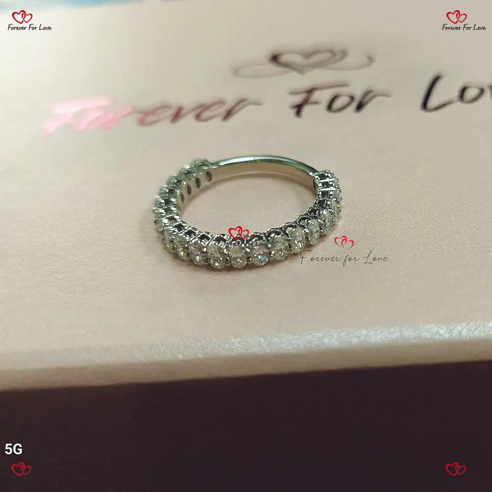 Oval Lab Grown Diamond Three-Quarter Eternity Band - Solid Gold/Platinum Oval cut Moissanite Brilliant Cut engagement ring in 935 Argentium Silver — custom handcrafted by Forever For Love