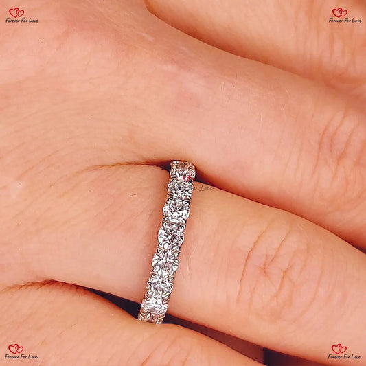 3 MM Round Lab Grown Diamond Band - Round Brilliant Cut Wedding Band Promise Ring Stackable Band in Platinum or Solid Gold