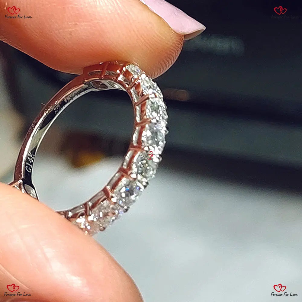 3 MM Round Lab Grown Diamond Band - Round Brilliant Cut Wedding Band Promise Ring Stackable Band in Platinum or Solid Gold