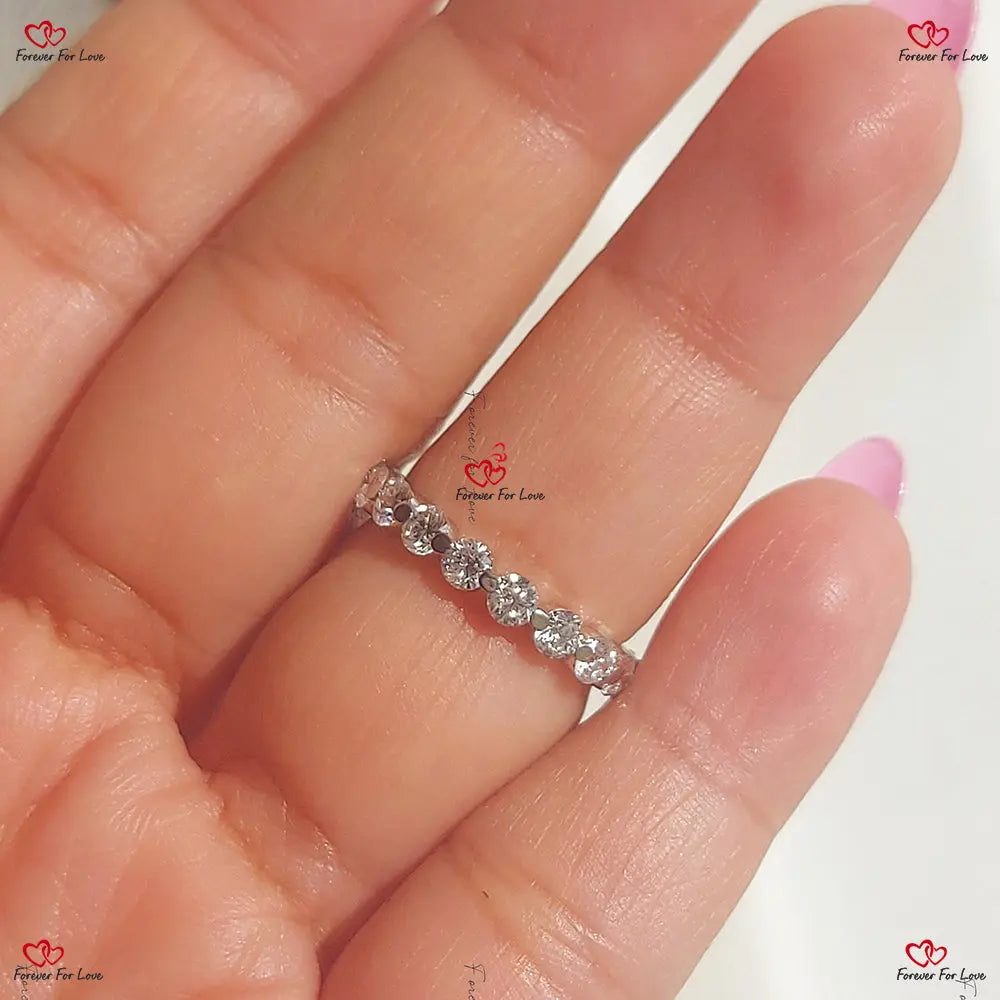 Round Lab Grown Diamond Wedding Band - 3 MM Round Lab Created Band in Solid Gold