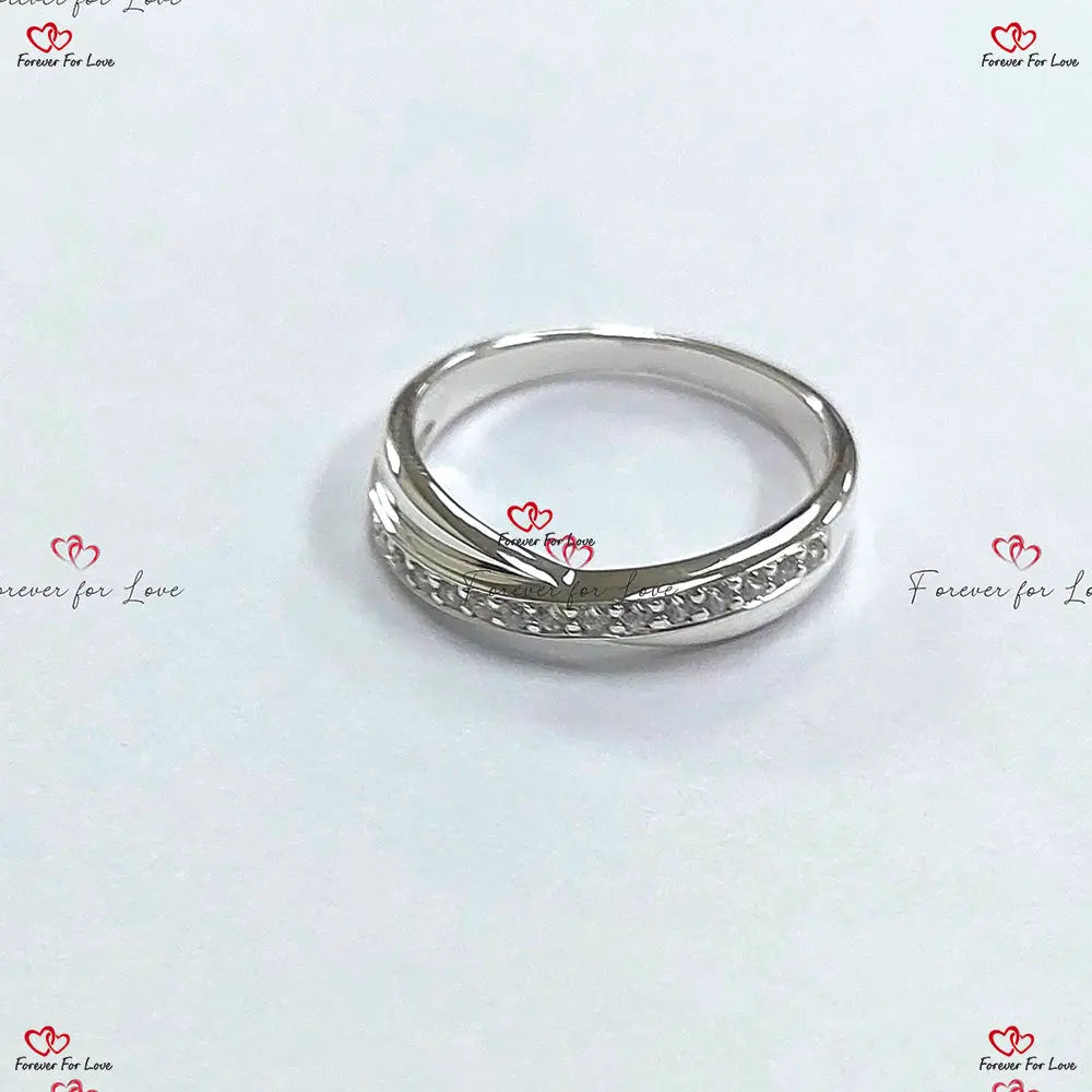 Twist Diamond Wedding Band - 2mm Eternity Band with Diamonds in Gold Round cut Moissanite Brilliant Cut engagement ring in 935 Argentium Silver — custom handcrafted by Forever For Love