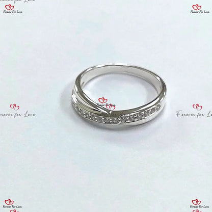 Twist Diamond Wedding Band - 2mm Eternity Band with Diamonds in Gold