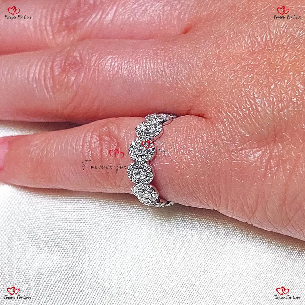 Halo Oval Diamond Wedding Eternity Band - Gold Lab Grown Band