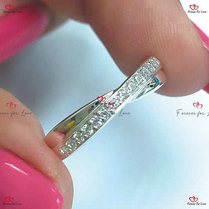Twist Diamond Wedding Band - 2mm Eternity Band with Diamonds in Gold