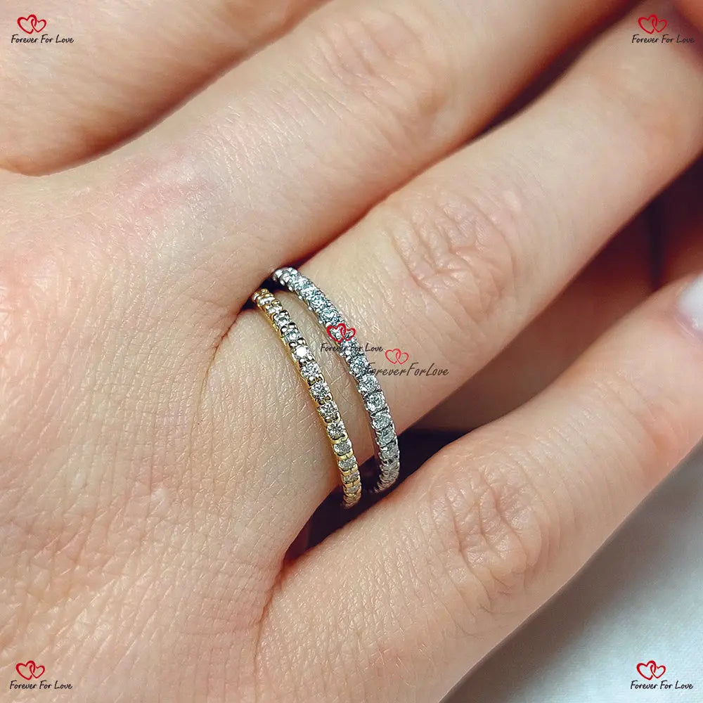 Dainty Diamond Half Eternity Ring / Half Eternity Diamond Wedding Band for Women Pave Set Stacking Ring / Real Genuine Diamonds
