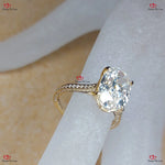 Oval Hybrid Crushed Ice Moissanite Engagement Ring White Gold Forever For Love