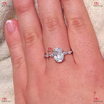 Unique Vintage Style  Brilliant Cut Oval Moissanite Engagement Ring | Marquise Diamond Side Stones | Solid Gold Forever For Love