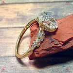 Unique Vintage Style  Hybrid Crushed Ice Oval Moissanite Ring – Cluster Diamond Engagement Ring in Solid Gold Forever For Love