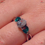 Unique Vintage Style Oval Diamond Engagement Ring | Natural Inspired Marquise Emerald Green Leaf Art Deco Celtic Proposal Ring Forever For Love