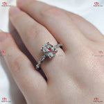 Oval and Marquise Diamond Vintage Ring - IGI Certified Lab Grown Diamond in Platinum Unique Custom Made Engagement Ring Forever For Love