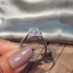 Cushion Cut Moissanite Engagement Ring with Hidden Halo - Hybrid Crushed Ice Solitaire in Solid Gold Forever For Love