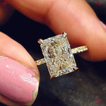 IGI Certified Lab Grown Radiant Cut Diamond Wedding Ring in Yellow Gold - Celebrity Radiant Cut Promise Ring Forever For Love