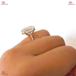 Oval Cut Engagement Ring  Crushed Ice Oval Moissanite Diamond Hidden Halo Ring Inspired by Hailey Bieber's Ring Forever For Love