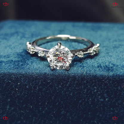 Round Diamond Engagement Ring with Floating Pave Band