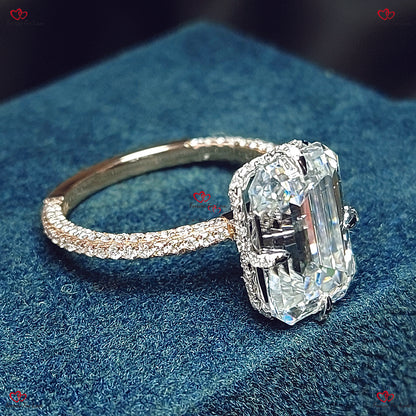 Emerald Cut Two Tone Forever One Engagement Ring