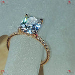 Elongated Crushed Ice Cushion Cut Moissanite Engagement Ring Forever For Love