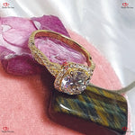 Moissanite Engagement Ring Round Halo Design White Gold Forever For Love