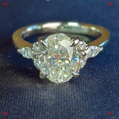 Vintage Oval Moissanite Engagement Ring Solid Gold Ring