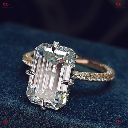 Emerald Cut Two Tone Forever One Engagement Ring