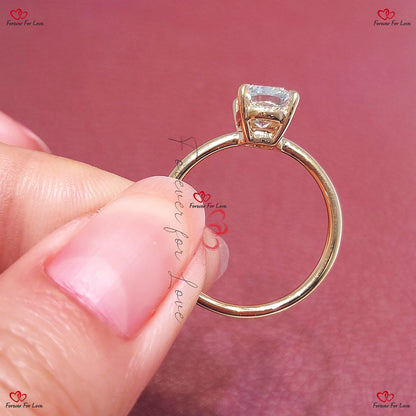 Cushion Cut Diamond Engagement Ring In Solid Gold