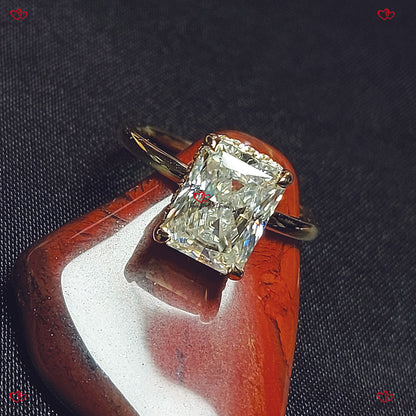 Radiant Cut Moissanite Engagement Ring with Hidden Halo