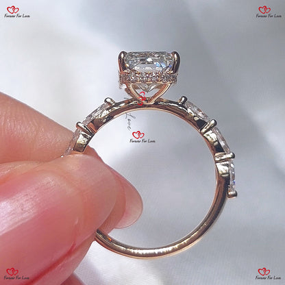 Unique Radiant Cut Diamond Engagement Ring