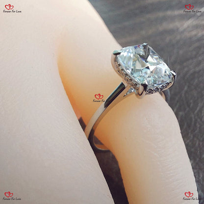 Radiant Splendor:  OEC Moissanite Engagement Ring in White Gold