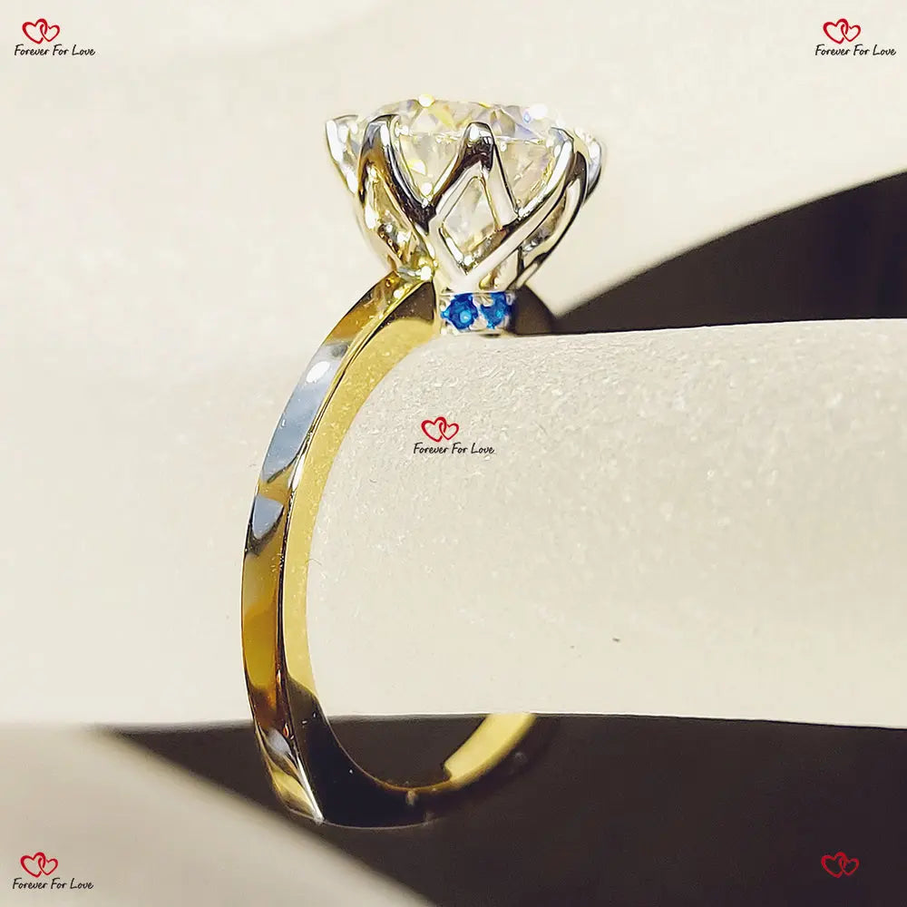 Round Cut Moissanite Engagement Ring in Yellow Gold