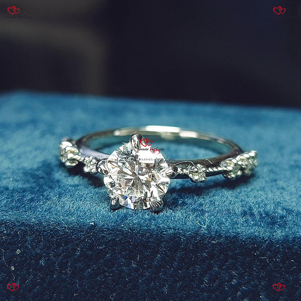 Round Diamond Engagement Ring with Floating Pave Band