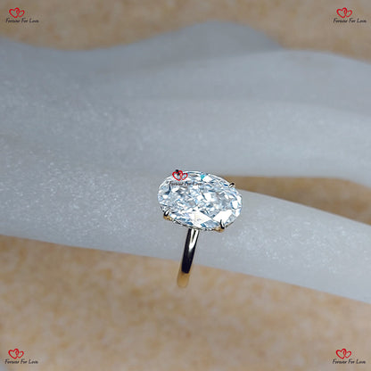 Moissanite Oval Cut Engagement Ring - Crushed Ice Oval 11*7mm