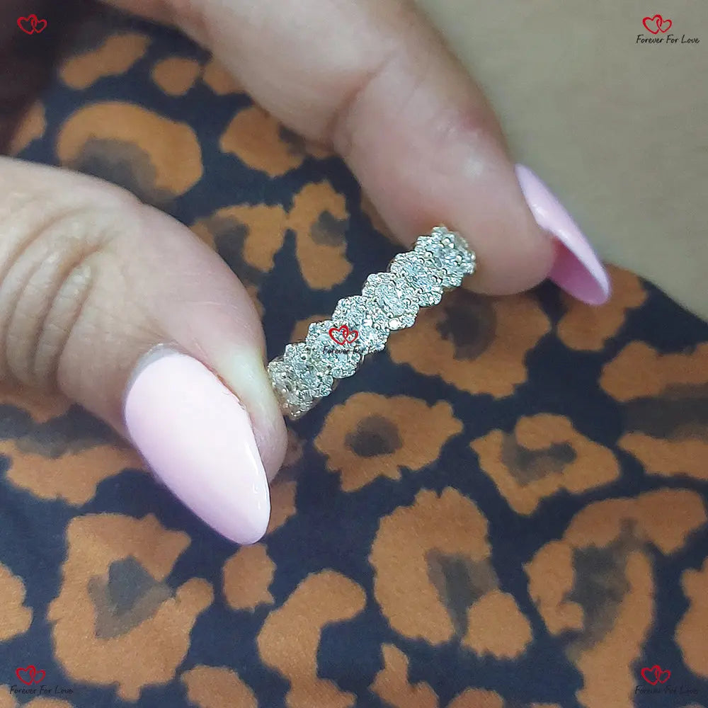 Halo Oval Diamond Wedding Eternity Band Full Eternity Gold Lab-Grown Diamonds