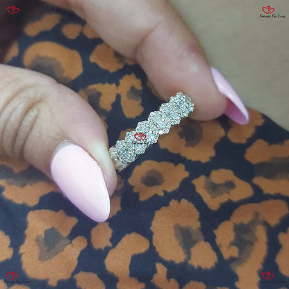 Halo Oval Diamond Wedding Eternity Band Full Eternity Gold Lab-Grown Diamonds