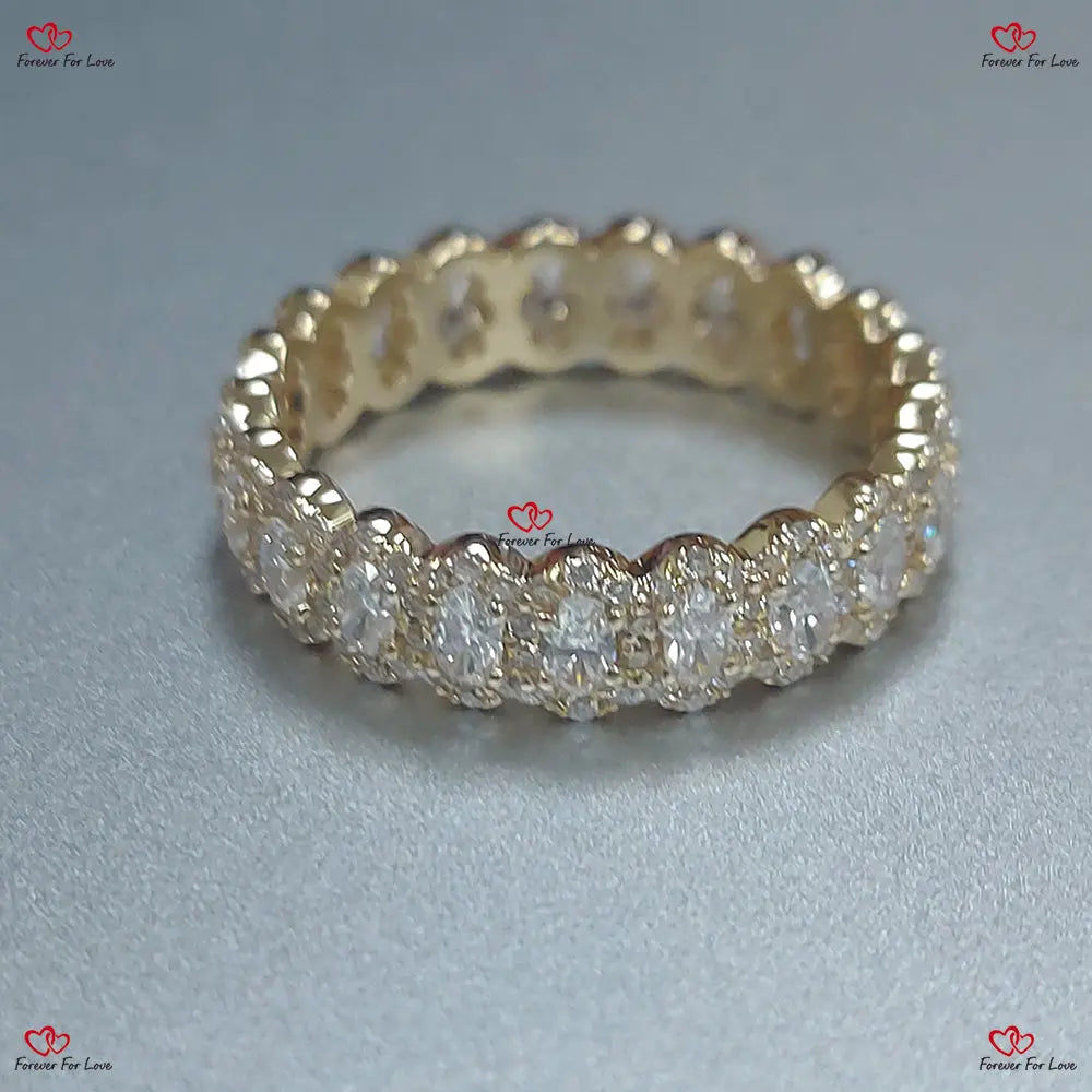 Halo Oval Diamond Wedding Eternity Band Full Eternity Gold Lab-Grown Diamonds