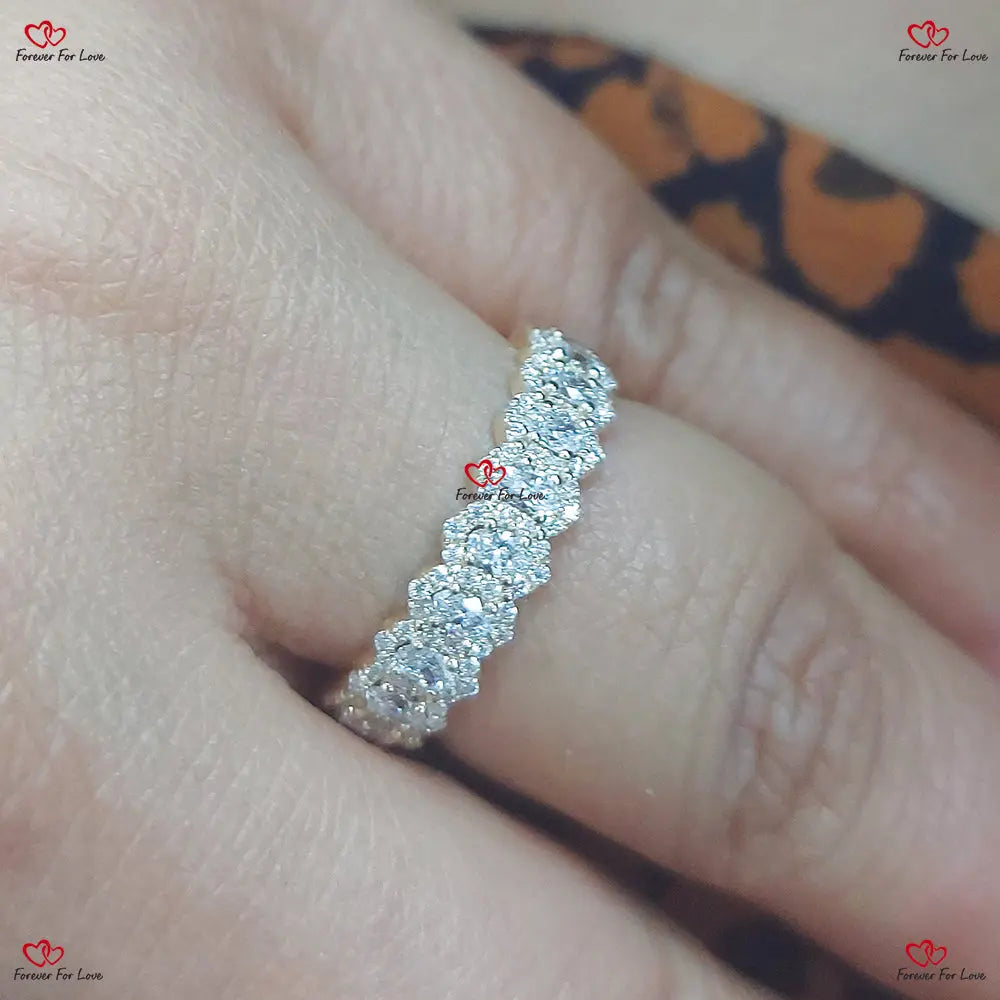 Halo Oval Diamond Wedding Eternity Band Full Eternity Gold Lab-Grown Diamonds