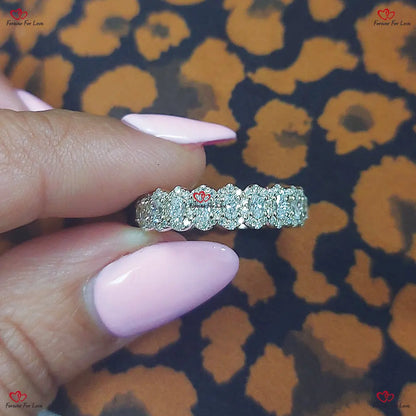 Halo Oval Diamond Wedding Eternity Band Full Eternity Gold Lab-Grown Diamonds