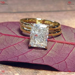 Radiant Cut Moissanite Wedding Set in Yellow Gold | Crushed Ice Radiant Bridal Set Forever For Love