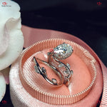 Vintage Pear Bridal Wedding Set Leaf Design Twig Wedding Set - Nature-Inspired Proposal Rings Solid Gold Promise Ring Matching Set Forever For Love