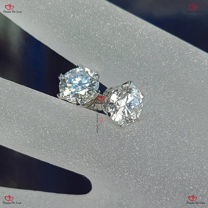 Round Lab Grown Diamond Stud Earrings in White Gold -  Total Weight Forever For Love