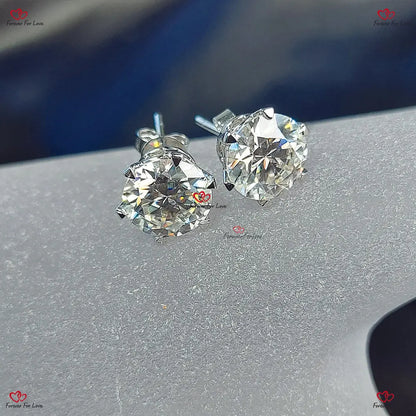 Round Lab Grown Diamond Stud Earrings in White Gold -  Total Weight Forever For Love