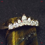 Emerald Cut Moissanite Engagement Ring Set – Vintage Unique Bridal Set with Marquise Curved Cluster in Gold Forever For Love
