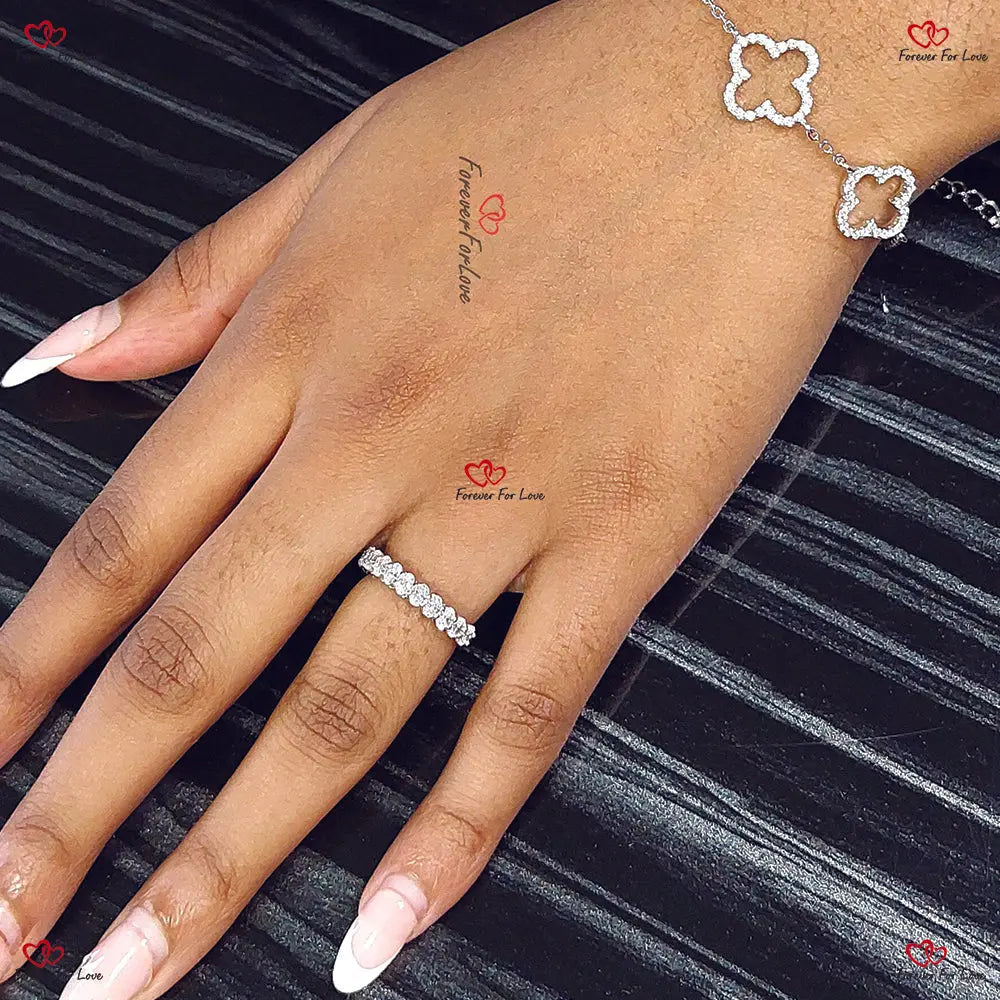 Diamond Oval Cut Wedding Band for Women | Half Eternity Band | Unique Yellow Gold Vintage Bridal Promise Gift | Stacking Ring