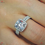 Cushion Cut Wedding Set in White Gold – Brilliant Cut Cushion Moissanite Bridal Set Forever For Love