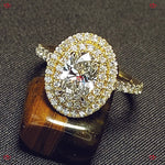Oval Diamond Engagement Ring with Double Halo Pave Band Forever For Love