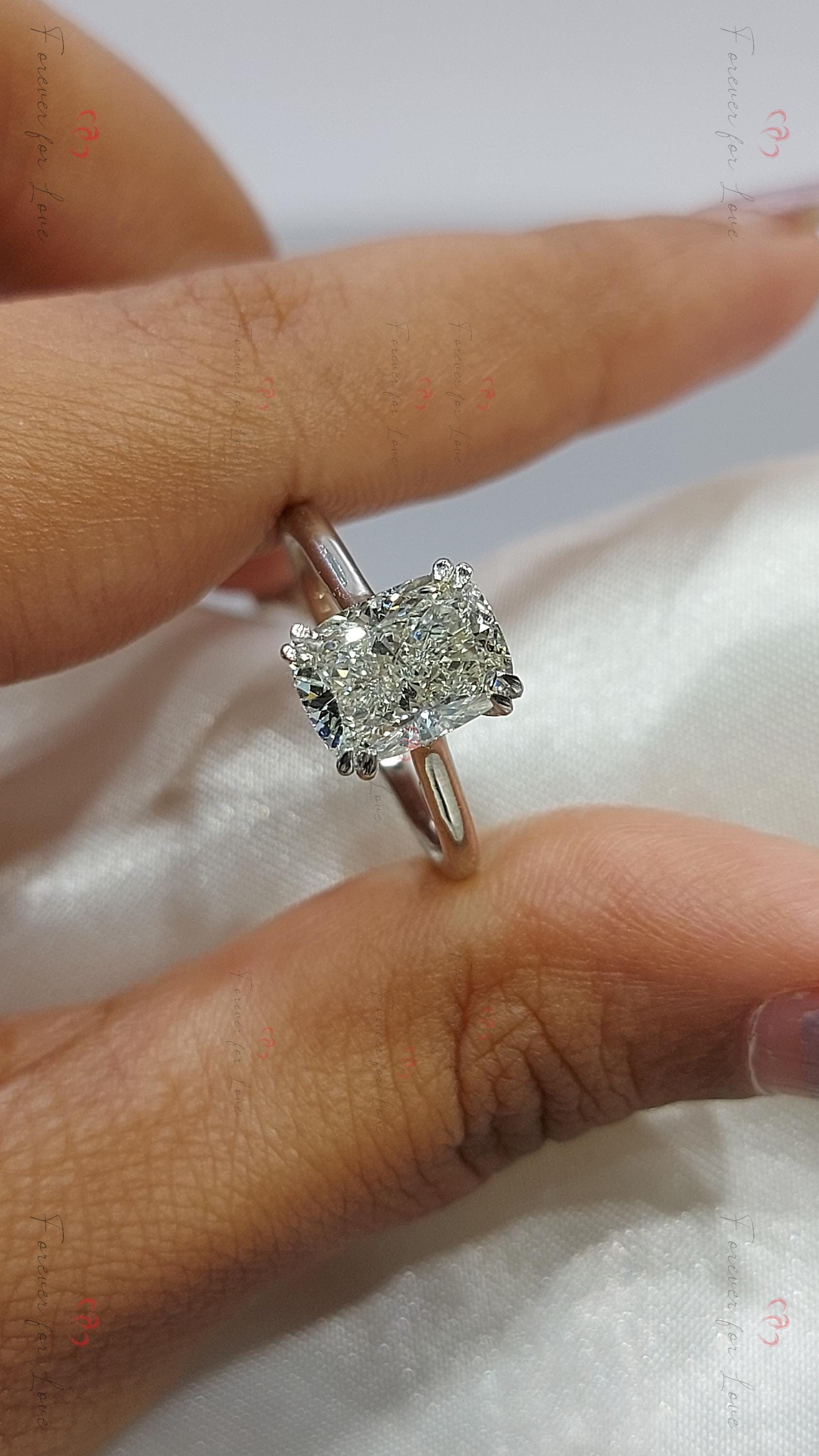 2 Ct IGI Certified Cushion Lab Diamond Engagement Ring