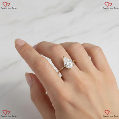 3 Ct IGI Certified Pear Lab Diamond Engagement Ring