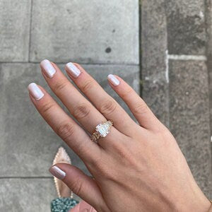 Emerald Moissanite, Emerald Halo Engagement Ring